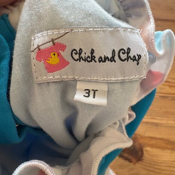 Chick and Chap blue colorful polka dot ruffle sleeveless toddler dress SIZE 3T - Picture 5 of 6